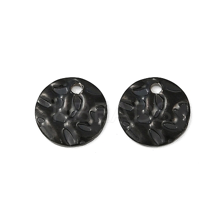 304 Stainless Steel Textured Disc Charms STAS-Q336-11B-B-1