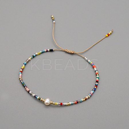 Adjustable Glass Seed Bead Braided Bead Bracelets for Women VT9382-8-1