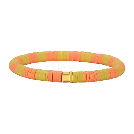 Polymer Clay Heishi Surfer Stretch Bracelet with 304 Stainless Steel Beaded BJEW-SW00110-05-1