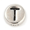 925 Sterling Silver Flat Round with Letter Beads STER-G044-01AS-T-1
