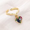 Brass Micro Pave Cubic Zirconia Open Cuff Rings for Women RJEW-U057-22B-G-1