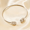 Fashionable Geometric Octagon Rectangle Brass Cubic Zirconia Cuff Bracelets QR7673-2