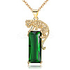 Rectangle with Leopard Alloy Fern Green Rhinestone Pendant Necklaces FS-WG97C8C-01-5