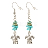 Synthetic Turquoise Chips Beaded Dangle Earrings EJEW-JE04890-01-4