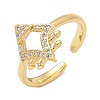 Brass Micro Pave Clear Cubic Zirconia Cuff Finger Rings for Women RJEW-U033-06G-4