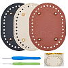 3Pcs 3 Colors Oval PU Leahter Knitting Crochet Bags Bottom AJEW-CL0001-76-1