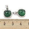 Dyed Natural Green Agate & Brass Square Charms KK-Q820-32P-3