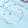Natural Rose Quartz Star & Natural Freshwater Pearl & Brass Link Chain Necklaces NJEW-JN05687-01-1