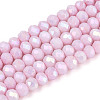 Anti-Tarnish Electroplate Rondelle Glass Beads Strands LS-EGLA-T021-4mm-17-03-1
