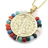 Brass with ABS Beads Pendant Necklaces LS-NJEW-B101-08G-2