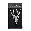 Fashionable Wedding Rhinestone Necklace and Stud Earring Jewelry Sets X-SJEW-R046-10-2