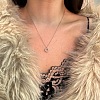 Round Ring 925 Sterling Silver Micro Pave Cubic Zirconia Pendant Necklaces for Women NJEW-F338-07P-1