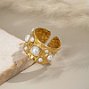 304 Stainless Steel with Imitation Pearls Open Cuff Rings for Women WF0068-2