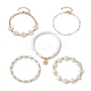 5Pcs 5 Styles Daisy Flower Alloy Enamel Charm Bracelet Sets BJEW-JB10545-1