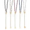 2.5MM Faceted Round Natural Tourmaline & Fluorite & Garnet & Obsidian & Lapis Lazuli Beaded Lariat Necklaces NJEW-JN05874-2