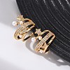 Star with Moon Brass Micro Pave Clear Cubic Zirconia Cuff Earrings EJEW-Z127-08G-2