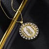 Brass Clear Cubic Zirconia Flat Round with Virgin Mary Pendant Necklaces NJEW-C071-07B-G-3