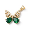 Rack Plating Brass Micro Pave Clear Cubic Zirconia Pendants KK-H434-30G-A-1