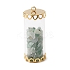 Glass Tube with Natural Green Aventurine Chip Beads Inside Pendants FIND-B054-01G-03-1