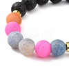 Natural Weathered Agate(Dyed) & Lava Rock Round Beaded Stretch Bracelet BJEW-JB08501-2