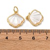 Brass Pave Natural White Shell Pendants X-KK-P308-05G-02-3