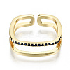 Brass Micro Pave Cubic Zirconia Cuff Rings RJEW-S045-55B-G-NR-2