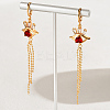 Fashionable Classic Brass Cubic Zirconia Eye Tassel Hoop Earrings MP5699-2