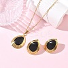 304 Stainless Steel Enamel Teardrop Stud Earrings & Pendant Necklaces Sets for Women SA-CBA46AF-21G-1
