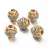 Matte Gold Color Brass Hollow Beads KK-L155-09A-1