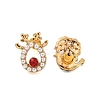 Christmas Alloy Colorful Rhinestone & Plastic Asymmetrical Stud Earrings for Women EJEW-M256-02A-G-2