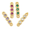 Brass Pave Cubic Zirconia Three Flat Round Links Connector Charms KK-P277-52A-A-1