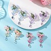 Flower with Butterfly Glass & Acrylic Dangle Stud Earrings EJEW-TA00788-1