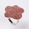 Adjustable Star Lava Rock Gemstone Finger Rings RJEW-I007-06-1