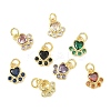 Brass Pave Cubic Zirconia Paw Print Charms KK-I355-17G-1