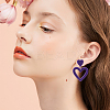9 Pairs 9 Style Hollow Heart Acrylic Dangle Stud Earrings for Woman EJEW-AN0004-09-4