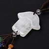 Hamsa Hand/Hand of Miriam Natural Quartz Crystal Pendant Decorations HJEW-R127-02B-6