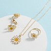 Daisy Alloy Enamel Pendant Necklaces & Earrings & Rings Sets FS-WG99D8E-01-2