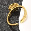 304 Stainless Steel Open Cuff Ring for Women RJEW-B109-01G-01-3