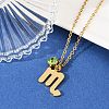 304 Stainless Steel Glass Drill Birth Stone Constellation Pendant Necklaces LS-STAS-D305-08G-H-5