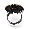 Adjustable Flower Alloy & Iron Rhinestone Bezel Cup Ring Base with Rotatable Tray MAK-T012-09AB-3