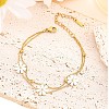 304 Stainless Steel with Acrylic Flower Charm Anklets AJEW-Z044-01G-2