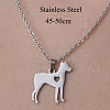 201 Stainless Steel Dog with Heart Pendant Necklace NJEW-OY001-27-3