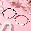 2Pcs 2 Color Heart with Word 2024 Acrylic Braided Bead Bracelets Set BJEW-JB09780-2