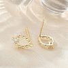 Brass Glass Stud Earrings EJEW-Q014-22G-5