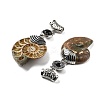 Natural Black Agate Fossil Snail Pendants G-F062-08-3