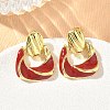 Brass Enamel Dangle Stud Earrings for Women KK-CBA760A-12G-3