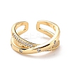Criss Cross Cubic Zirconia Cuff Finger Ring for Women RJEW-C004-03-RS-1