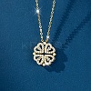 Clover 304 Stainless Steel Rhinestone Pendant Necklaces for Women NJEW-M107-03G-1