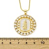Brass Clear Cubic Zirconia Flat Round with Virgin Mary Pendant Necklaces NJEW-C071-07B-G-5