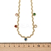 304 Stainless Steel Rope Chain Colorful Cubic Zirconia Tassel Necklaces for Women NJEW-V015-01G-A-2